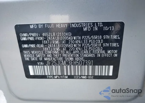 2014 Subaru Forester 2.0Xt Touring из США, поврежденный, VIN JF2SJGMC3EH507391